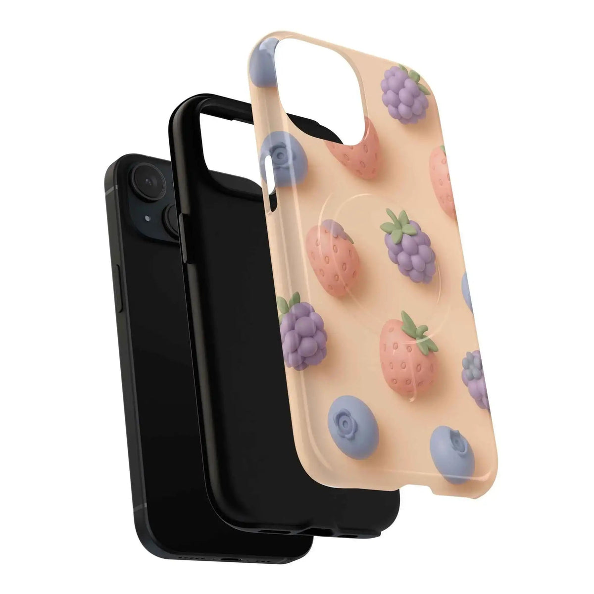 Fruitful 3D Strawberries Berries Tough Magnetic MagSafe Phone Case - iPhone 15 Plus - exploded view #iphone-15-plus