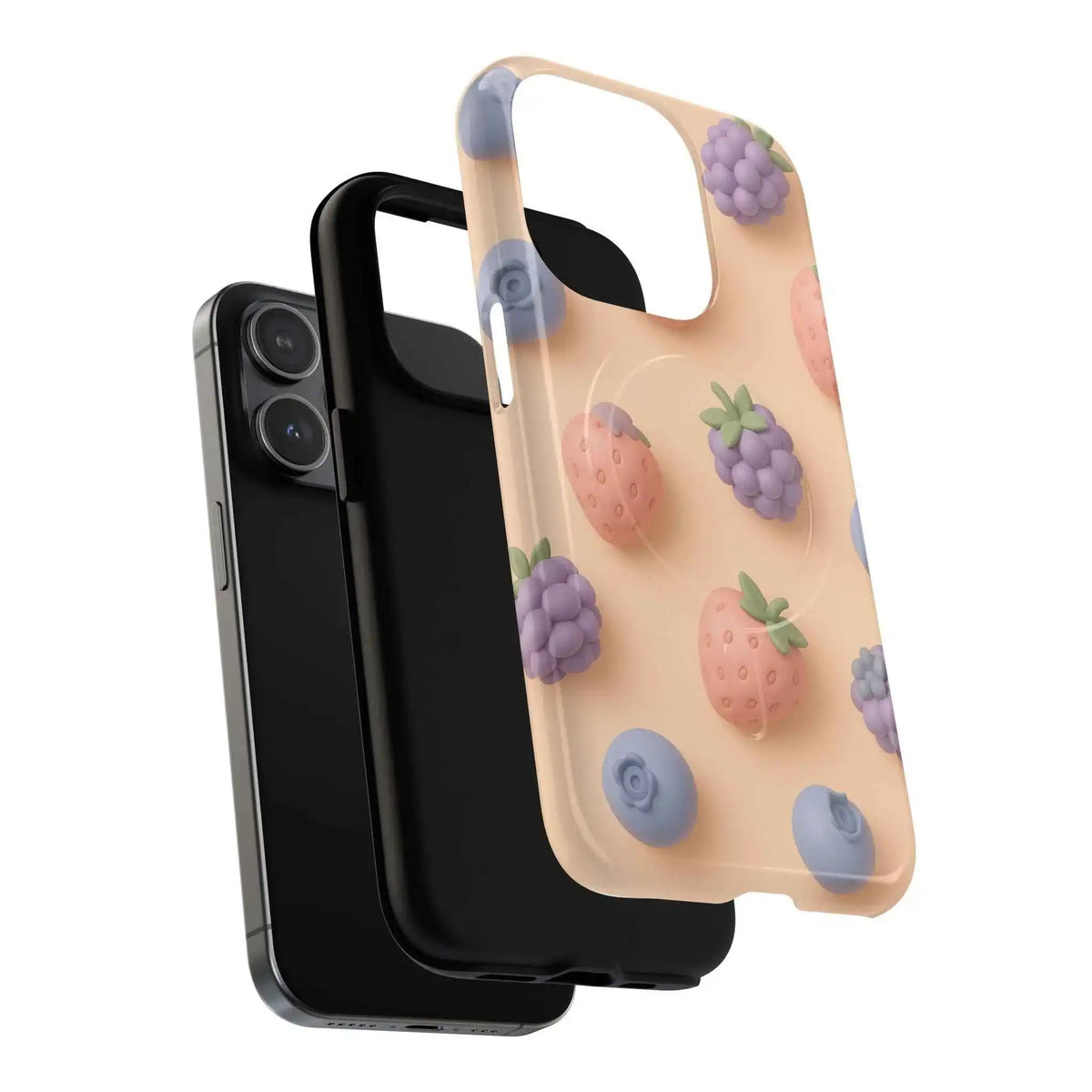 Fruitful 3D Strawberries Berries Tough Magnetic MagSafe Phone Case - iPhone 16 Pro Max - exploded view #iphone-16-pro-max