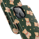 Close-up of overlapping holiday teddy cases #iphone-14