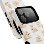 Close-up of overlapping fluffy bunny cases #iphone-17-pro