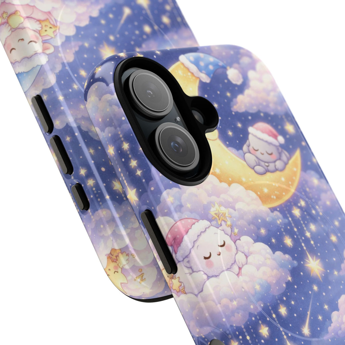 Close-up of overlapping dreaming moon and stars cases #iphone-16