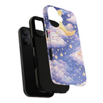 Exploded dreaming moon and stars case with phone, black liner and printed shell #iphone-16