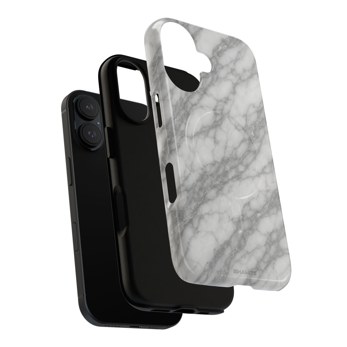 Silver Mist Marble iPhone Case with MagSafe - iPhone 17 / Glossy - Shamo's #iphone-16-plus
