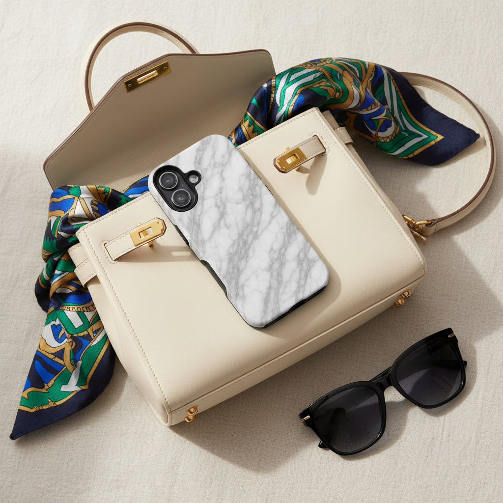 Marble case in designer bag #iphone-16