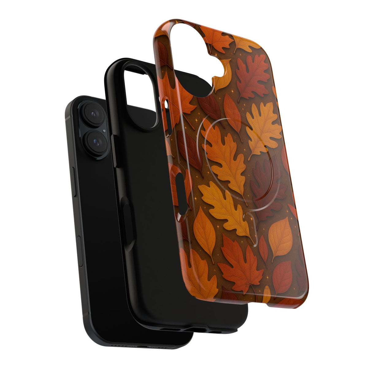 Falling Leaves Magic Phone Case MagSafe Compatible - iPhone 16 Plus - exploded view #iphone-16-plus