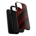 Exploded view of the red nebula-pattern phone case showing its separate layers #iphone-15