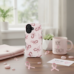 Pink Ribbon Tough Phone Case | MagSafe - iPhone 16 Plus - lifestyle3 view #iphone-16-plus
