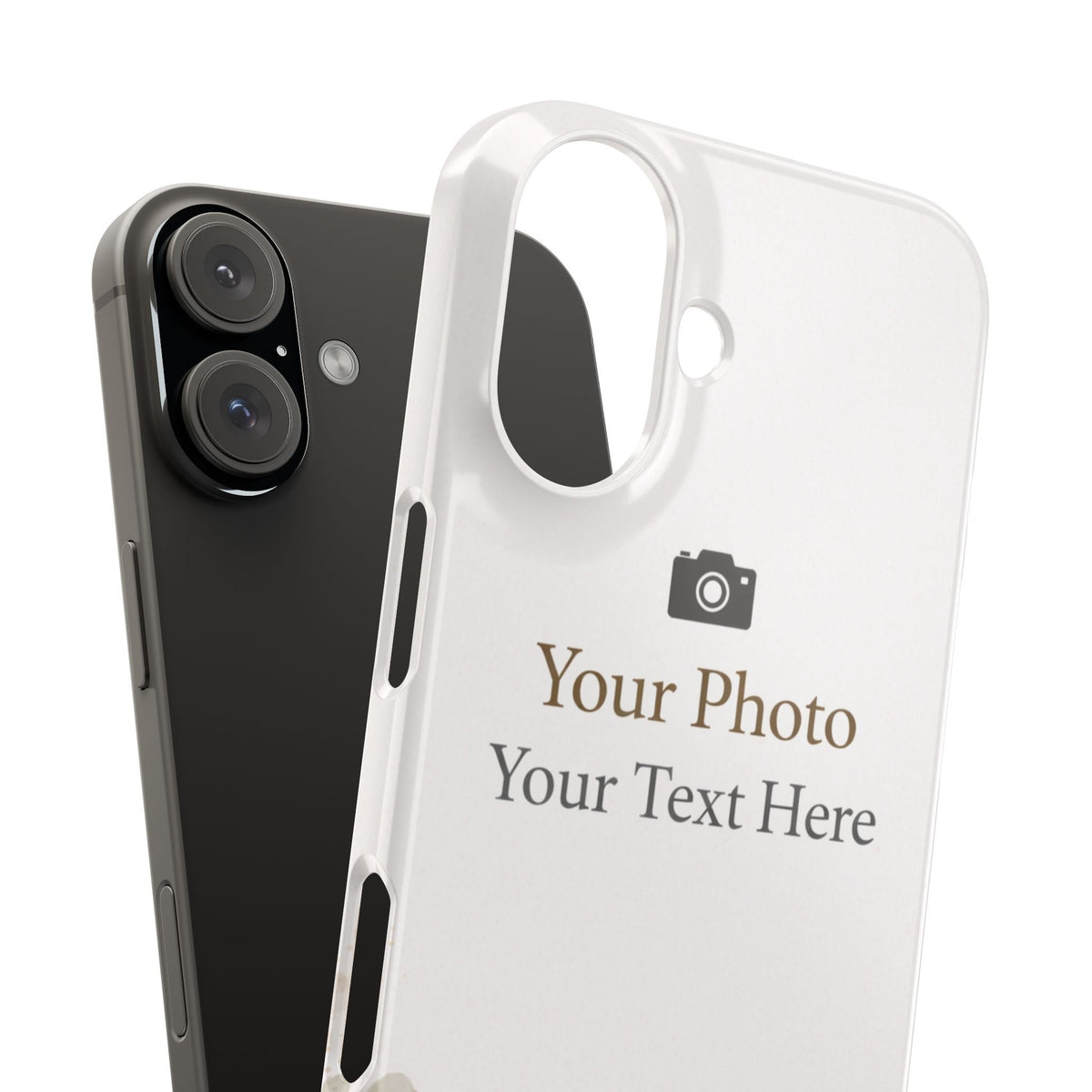 Personalized slim floral phone case beside a phone with two vertically stacked rear cameras #iphone-16