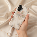 Hands on silk fabric