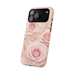 MagSafe iPhone-Hülle mit rosa Rosenmuster, Goldblatt-Magnet und stoßfest