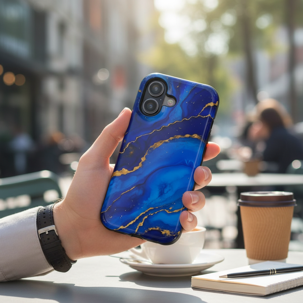 Blue Gold Marble iPhone Case - Outdoor Lifestyle