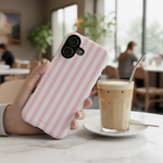 Pink Stripe Phone Case Cafe Lifestyle