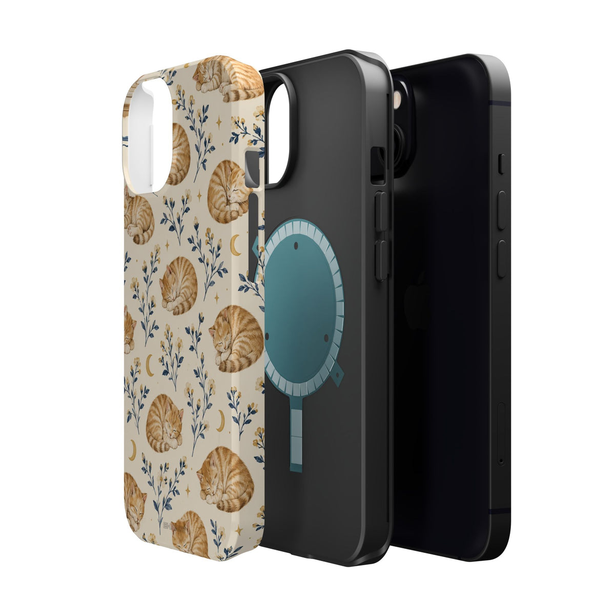 Sweet Kitten Dreams iPhone 13 glossy case, layered construction view