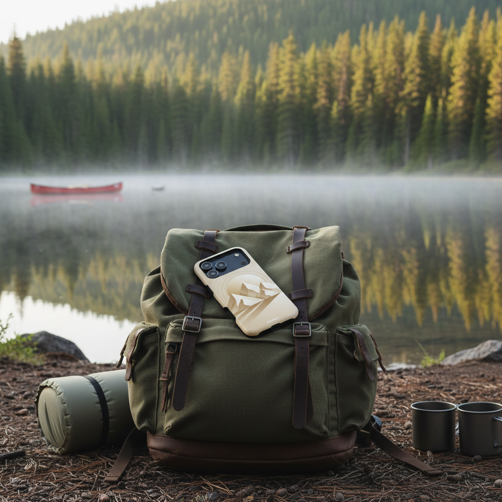 Lakeside campsite lifestyle shot