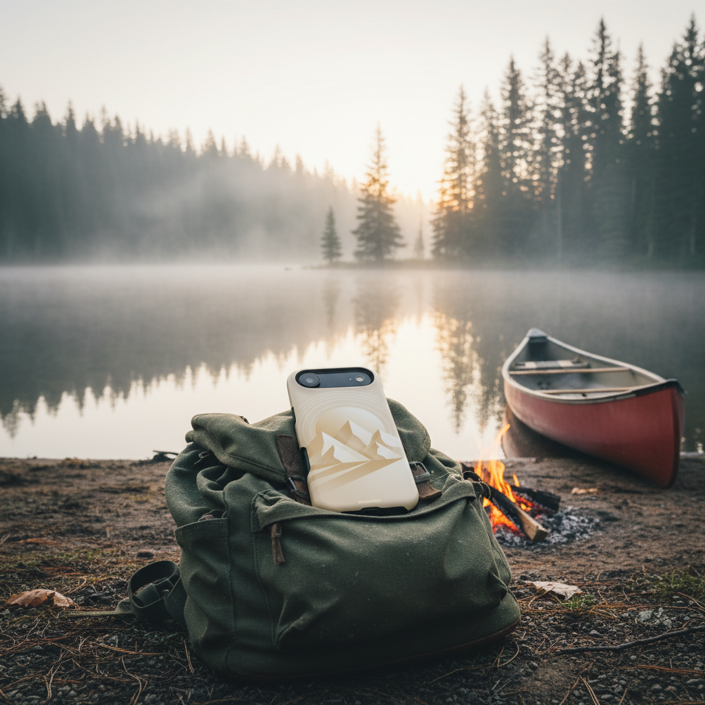 Lakeside campsite lifestyle shot