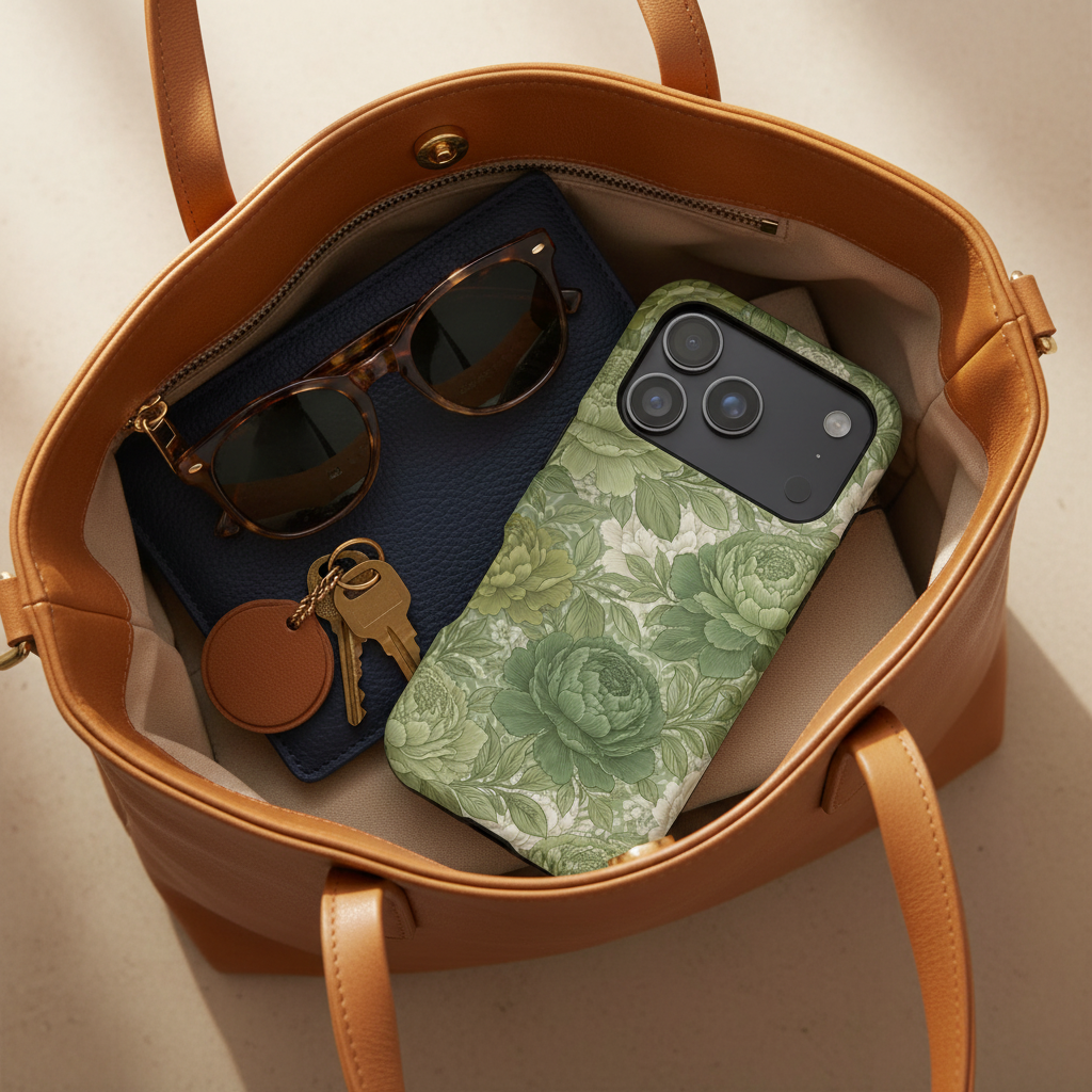 Leather tote interior