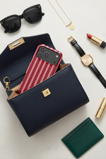 Luxury handbag flatlay