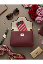 Luxury handbag flatlay