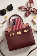 Luxury handbag flatlay