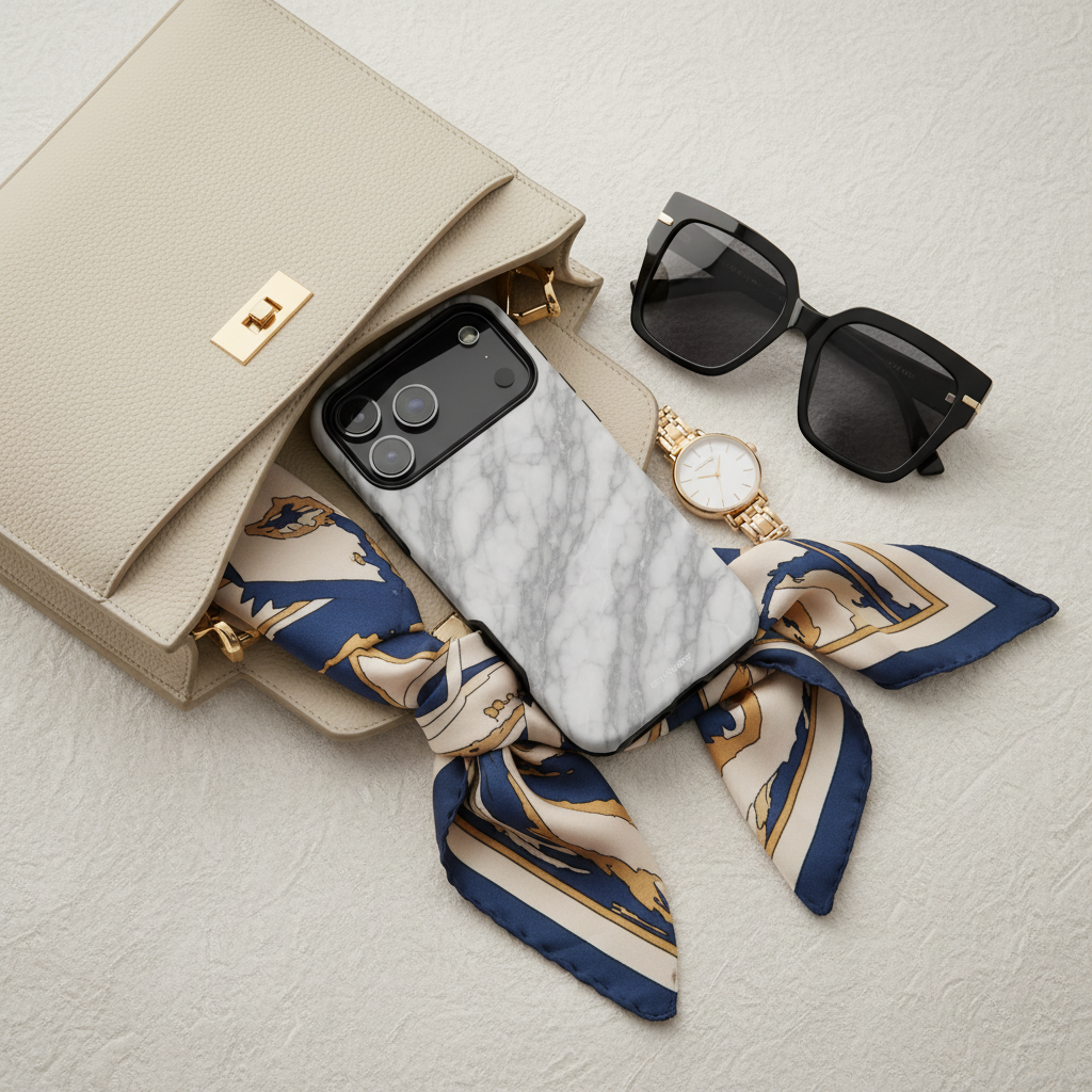 Marble case in designer bag