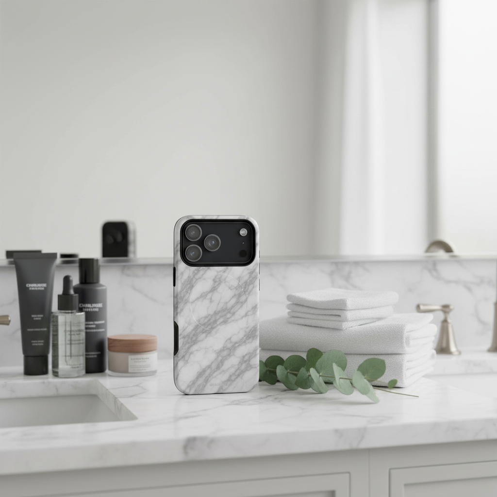 Marble case with skincare