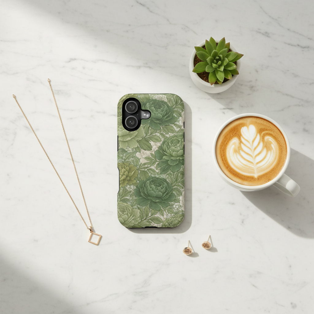 Marble flatlay with latte