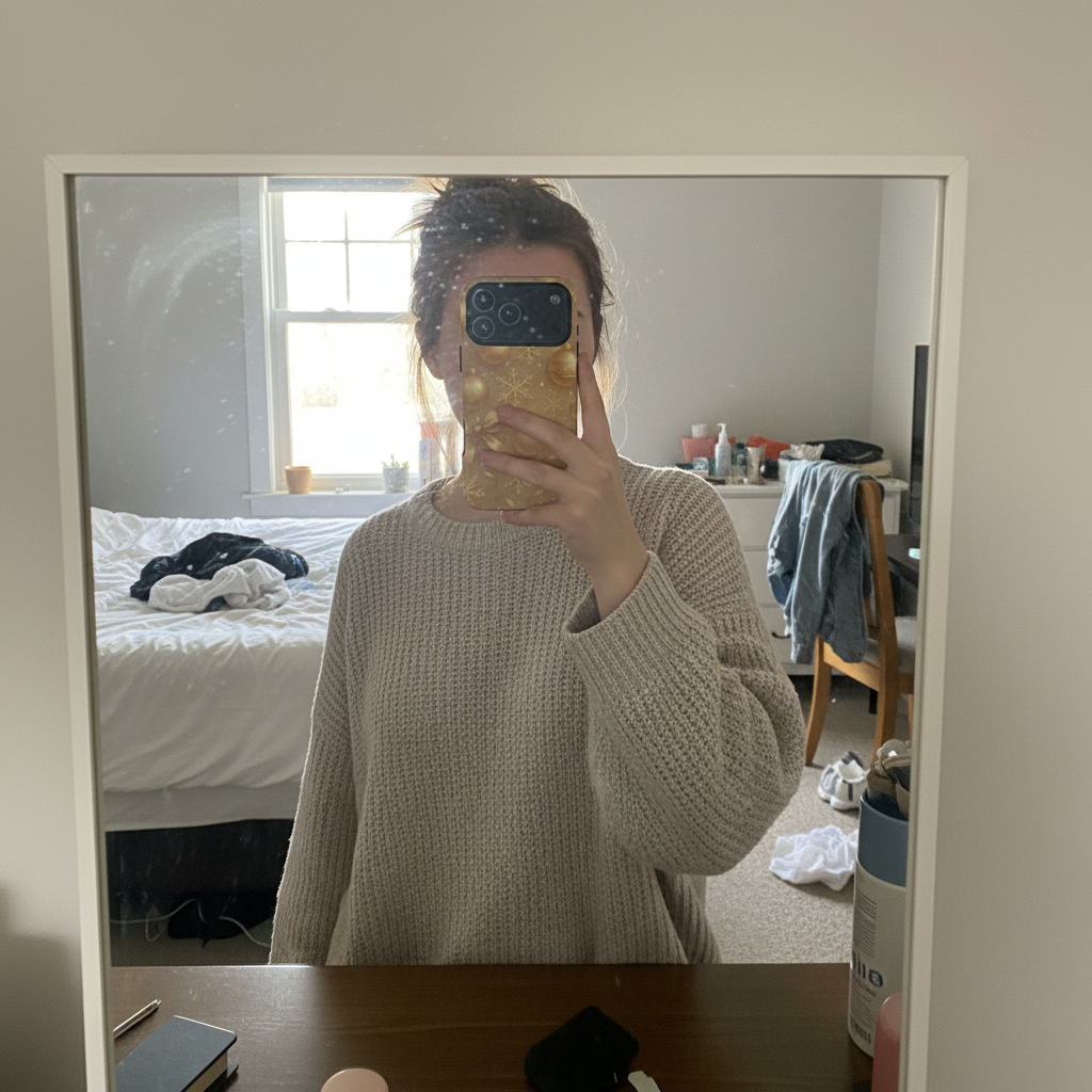 Mirror selfie - Holiday Gold Ornament case