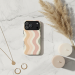 Pastel wavy phone case marble flat lay