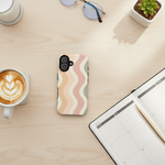 Pastel wavy phone case workspace
