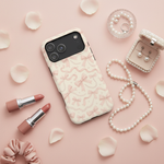 Pearl jewelry flatlay