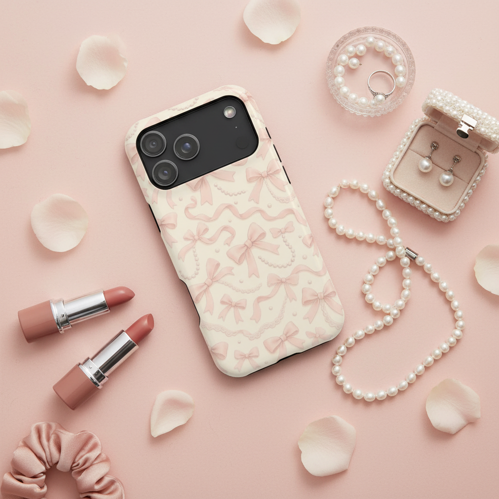 Pearl jewelry flatlay