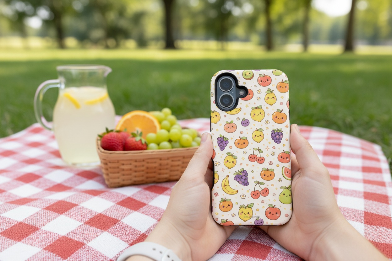 Picnic with fruit and lemonade