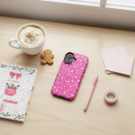 Pink hearts phone case holiday workspace