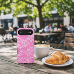 Pink lace phone case cafe brunch