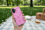 Pink lace phone case picnic