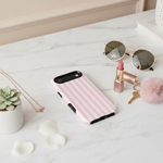 Pink Stripe Case Flatlay with Accessories