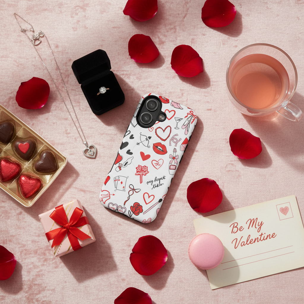 Pink velvet flat lay