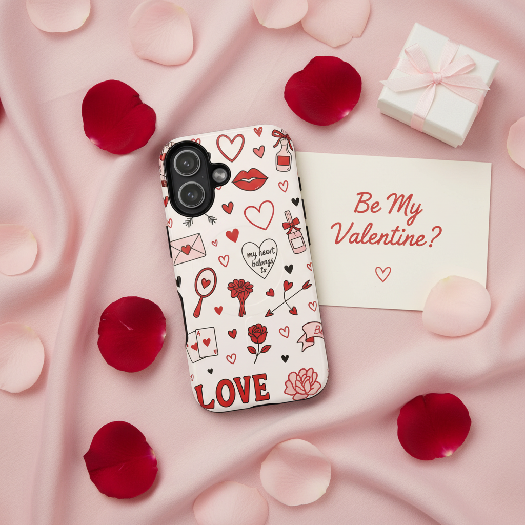 Rose petals flat lay