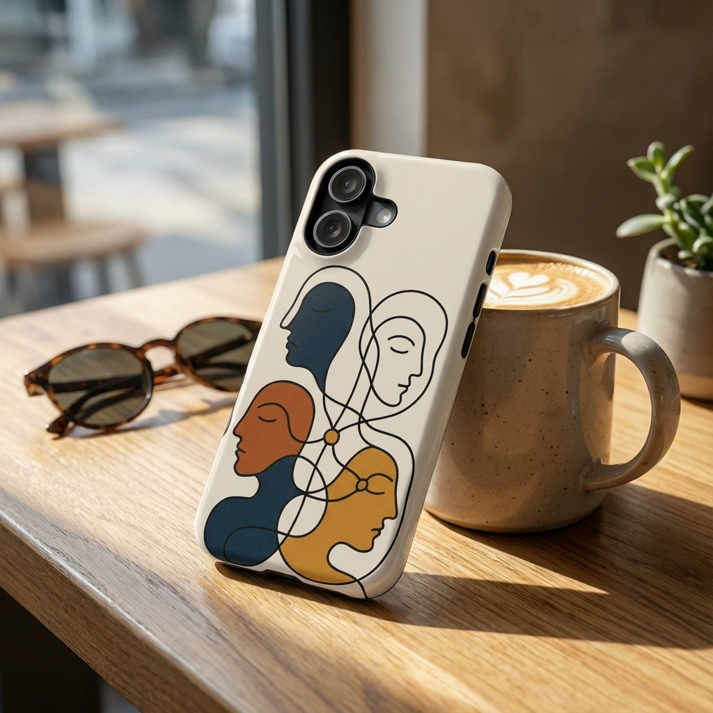 "Connected Lines" Minimalist iPhone Case — MagSafe, Magnetic Impact-Resistant - iPhone 17 / Glossy - Shamo's