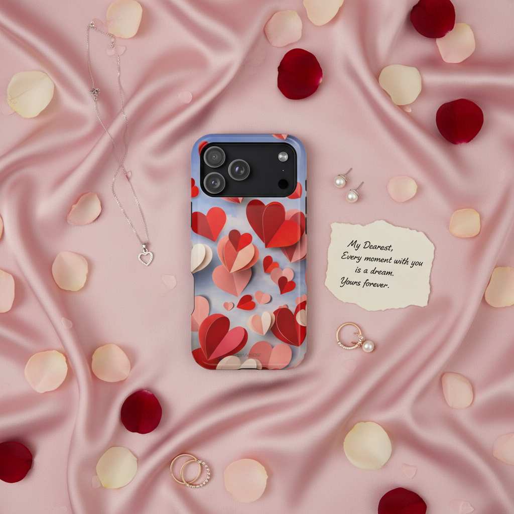 Silk and petals flatlay