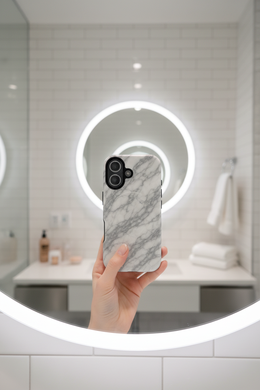 Taking selfie in mirror