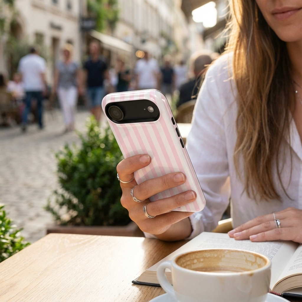 Pink Stripe Impact-Resistant Phone Case | MagSafe