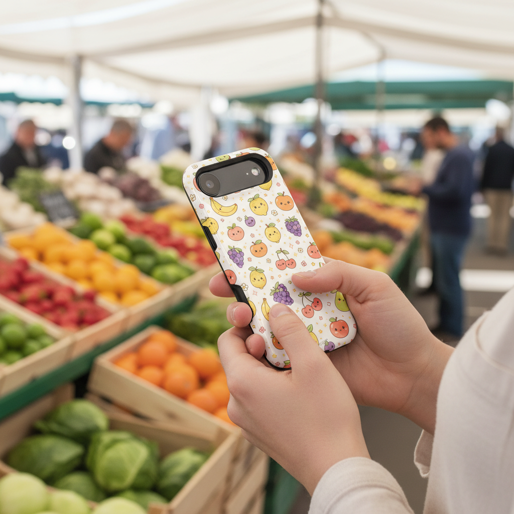 Texting at farmers market
