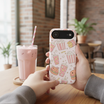 Texting with pink drink