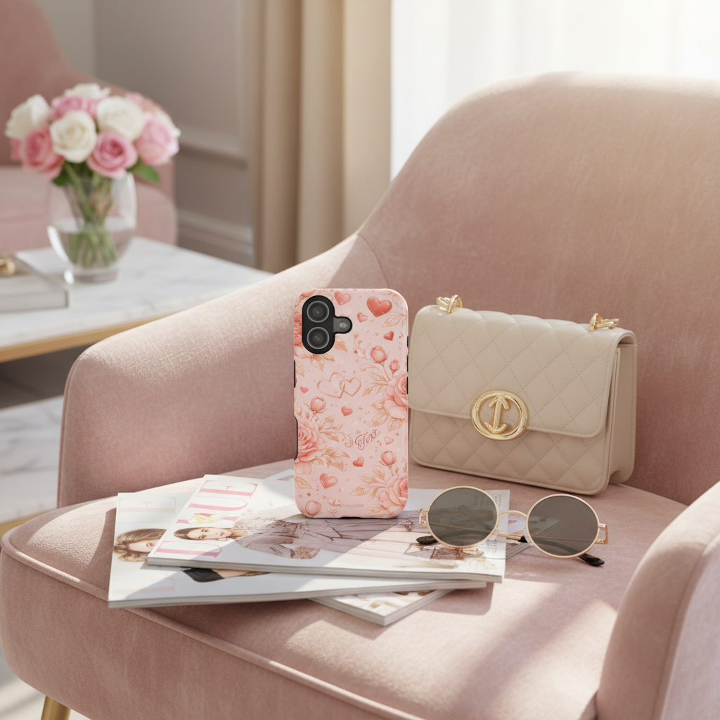 Velvet chair with accessories