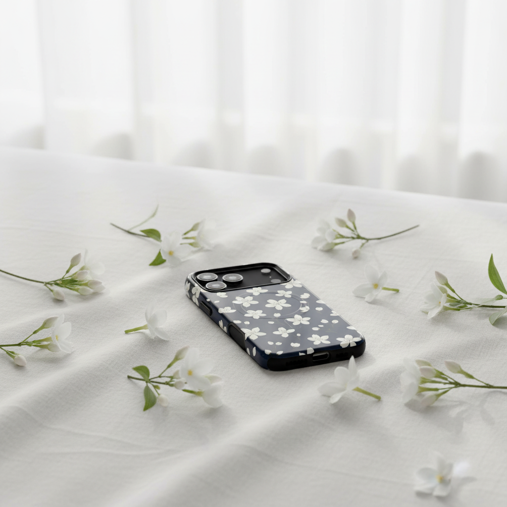 White linen with flowers