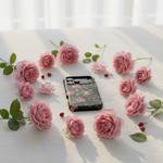 White linen with roses