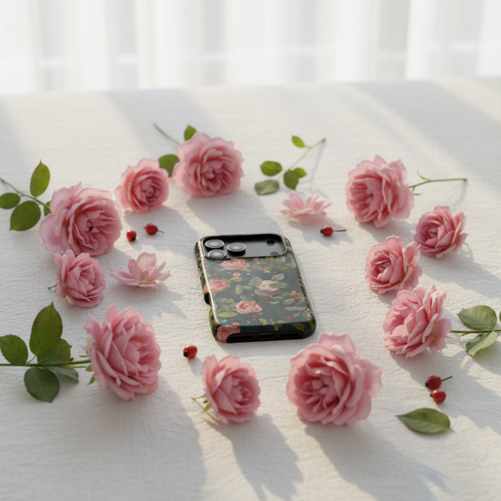 White linen with roses