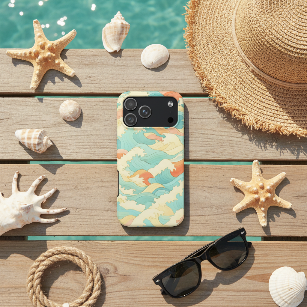 Wooden dock flat lay