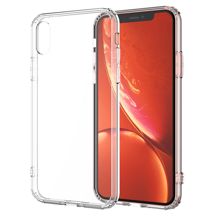 For iPhone XR Clear Transparent Case Shock Absorption TPU Bumpers and Hard Back (Clear) (2018 Model)